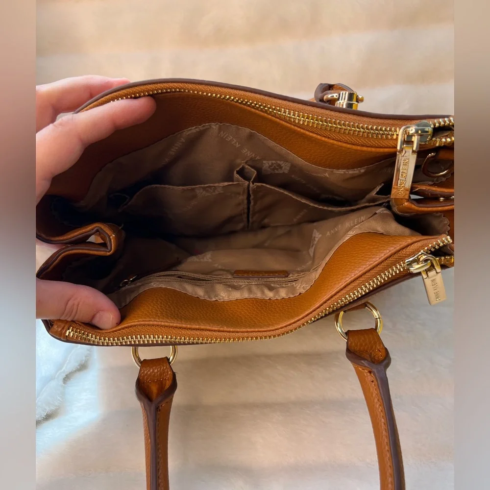 Anne Klein Basket Weave and Leather Satchel - Picture 9 of 9